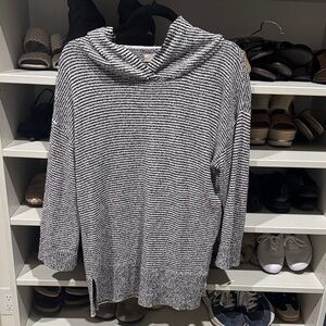 LOFT Black and White Striped Knit Top